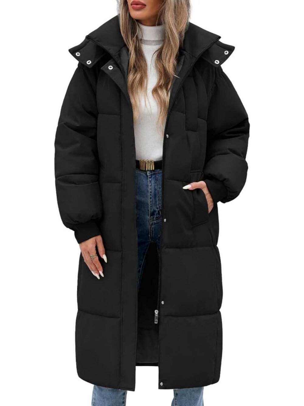 Cozy Women's Long Puffer Jacket - Quilted Maxi Parka for Winter Warmth